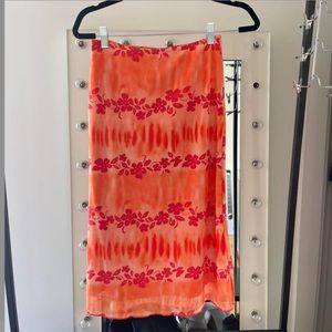 hawaiian y2k tropical midi skirt